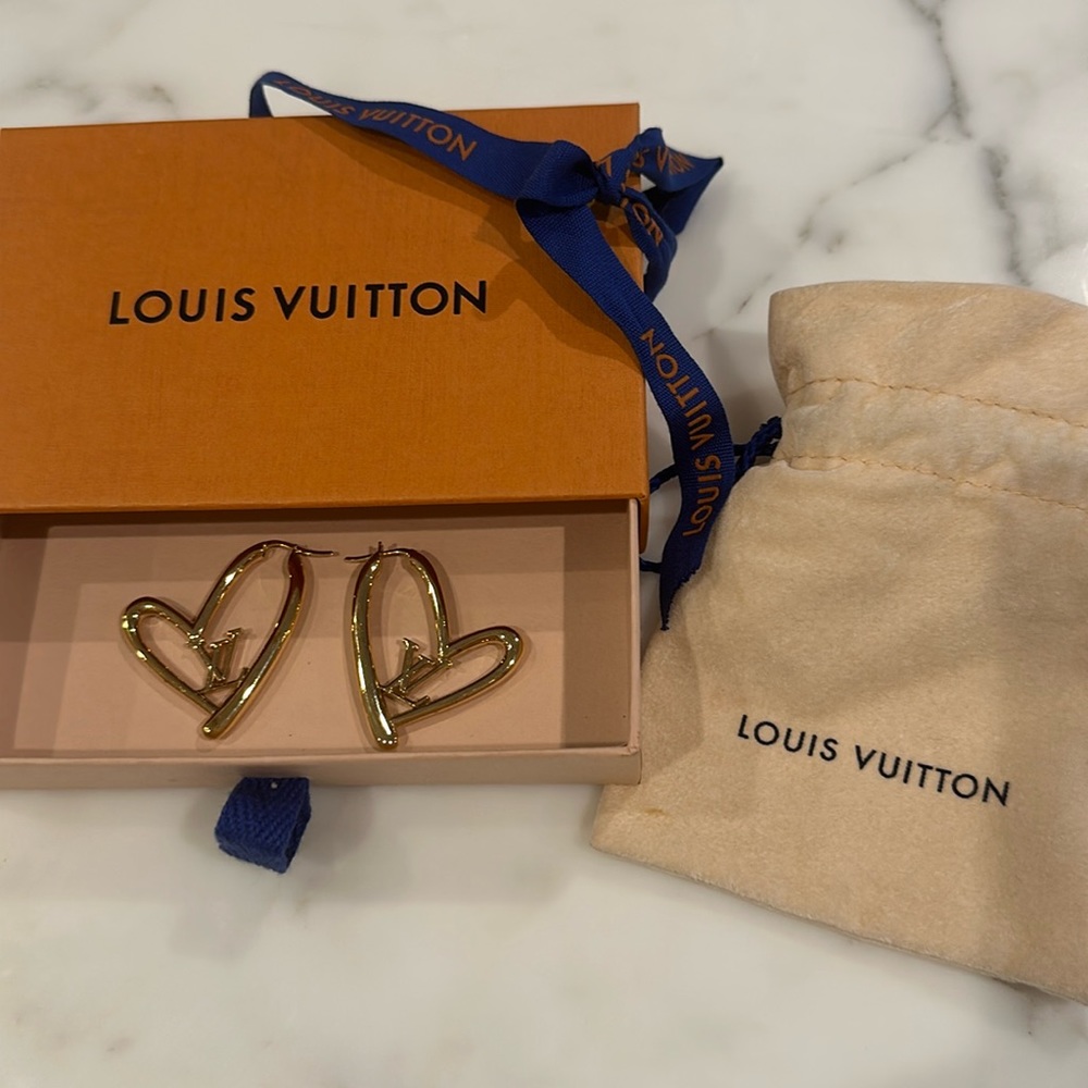 Louis Vuitton Fall in Love Gold Heart Earrings